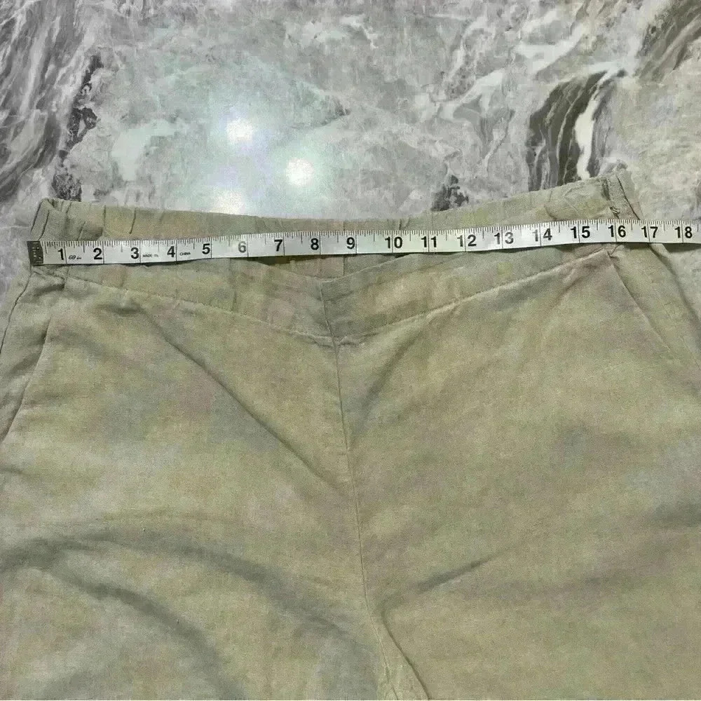 J. Jill Pants Womens L Petite Beige Love Linen Capri Straight Leg Pockets Boho - Picture 6 of 11